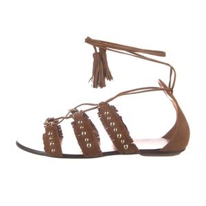 Aquazurra Tulum Suede Studded Gladiator Sandals EU 41